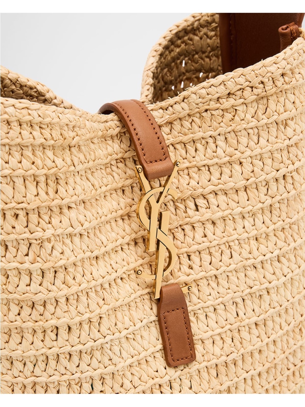 Saint Laurent Women Le 5 À 7 Supple Small Shoulder Bag in Raffia and Leather - Picture 5 of 6